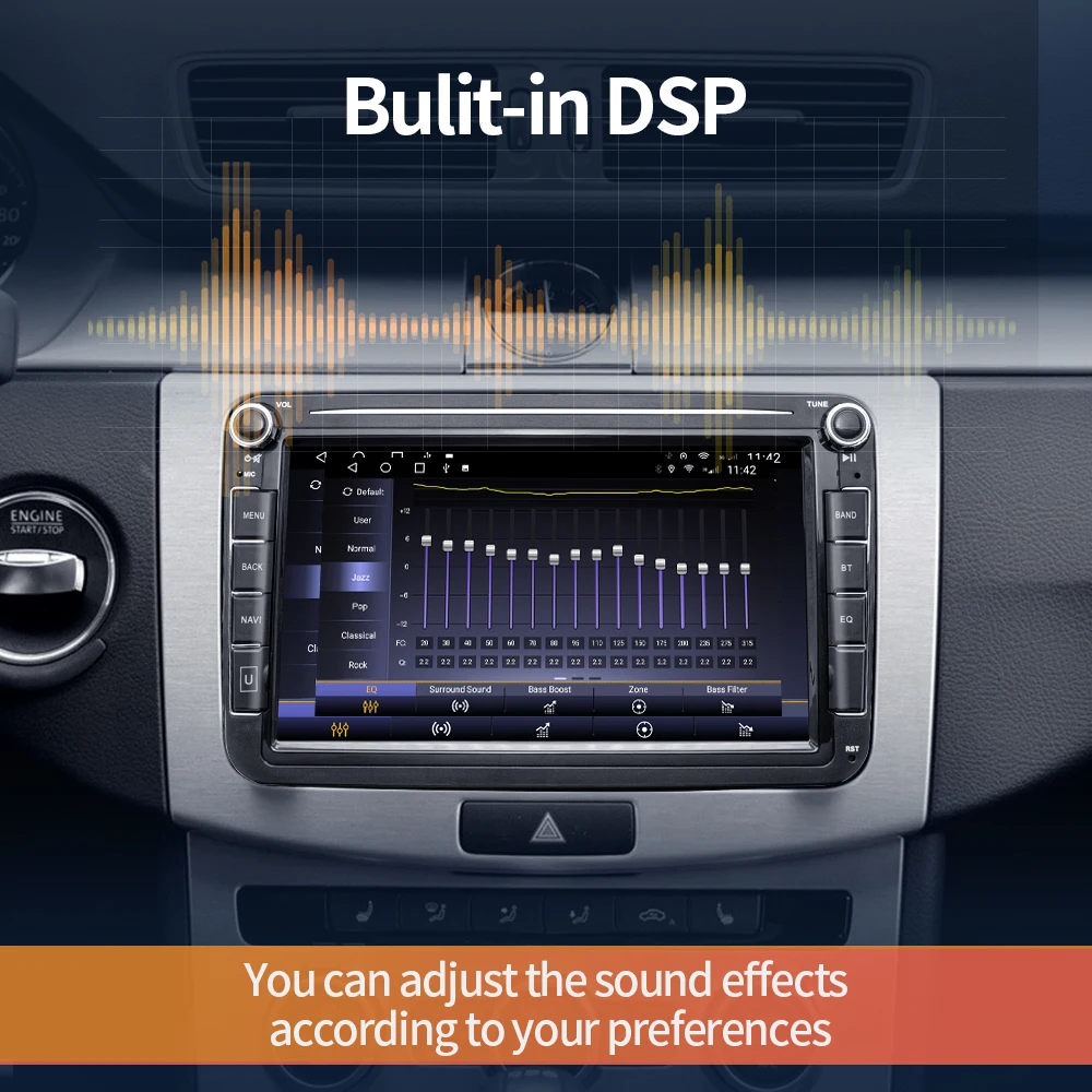 Автомагнитола 2DIN HD 8 дюймов Android видеоплеер GPS Wi-Fi Bluetooth навигация для VOLKSWAGEN Passat Skoda
