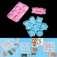 1set dog tag bone shaped keychain casting silicone mould key chain pendant crystal epoxy resin molds for diy jewelry making tool