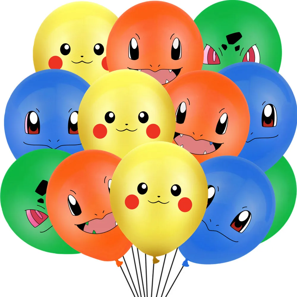 New 12pcs 12 Inch Pokemon Latex Balloons Birthday Party Decorations Cartoon Pikachu Decorations Helium Globos Baby Shower Ballon