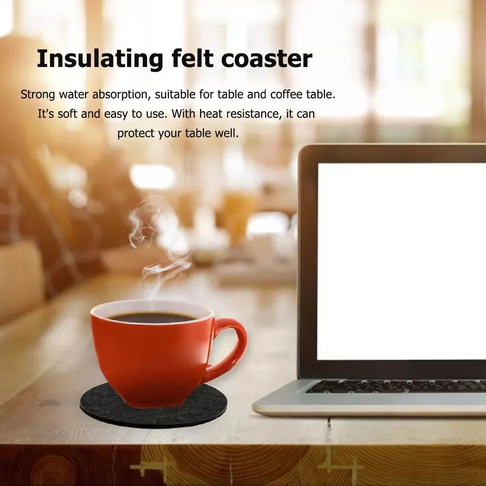 

2022New Round Felt Coaster Dining Table Protector Pad Heat Resistant Cup Mat Coffee Tea Hot Drink Mug Placemat Kitchen Accessori