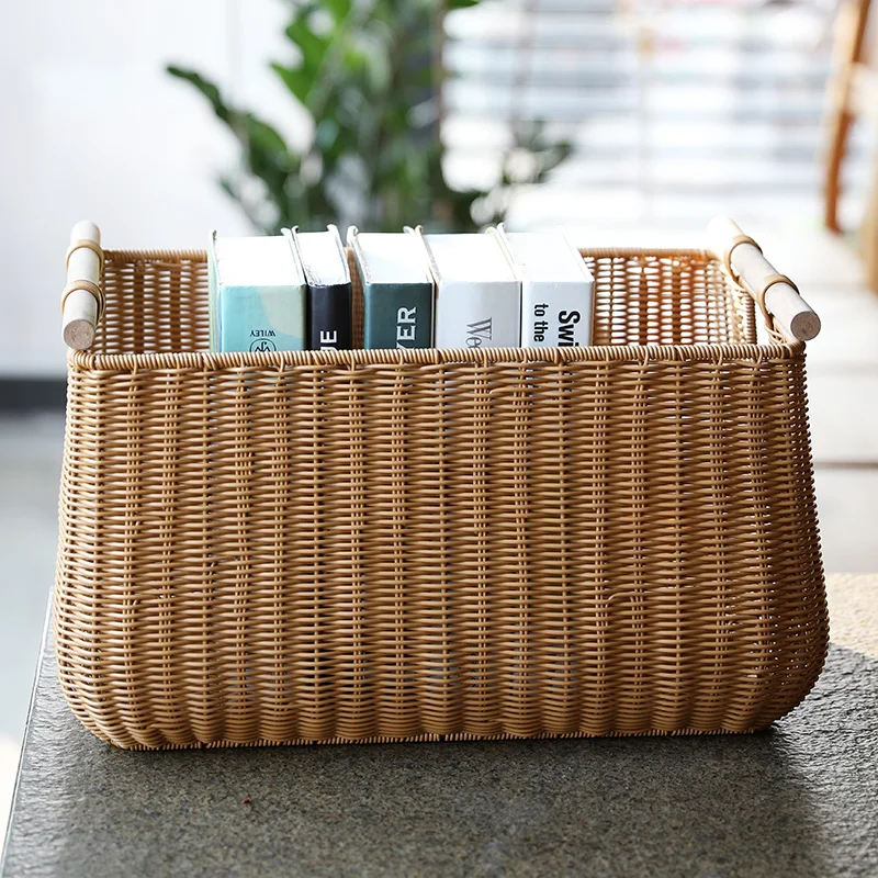 

Bedroom changing laundry storage basket Imitation rattan woven laundry basket Large Nordic style uncovered storage basket Soring