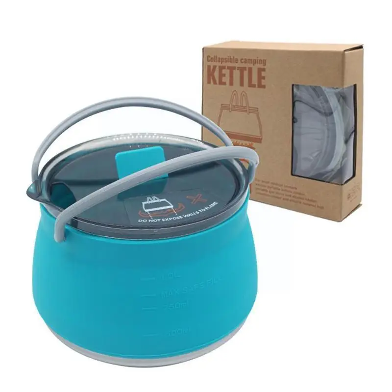 

Portable Silicone Folding Kettle Multifunctional Compressible Outdoor Foldable Water Pot With Steel Bottom For Camping V0k9