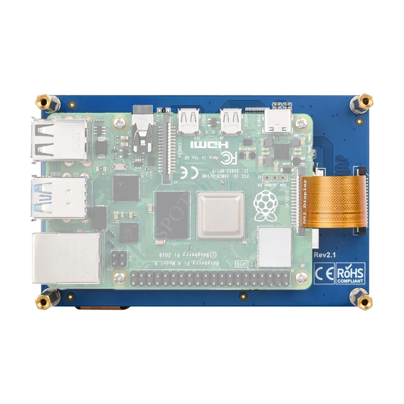 Raspberry Pi 4 3-дюймовый QLED-экран емкостный сенсорный интерфейс MIPI DSI 800 × 480 для 4B/3B+/3A+/3B