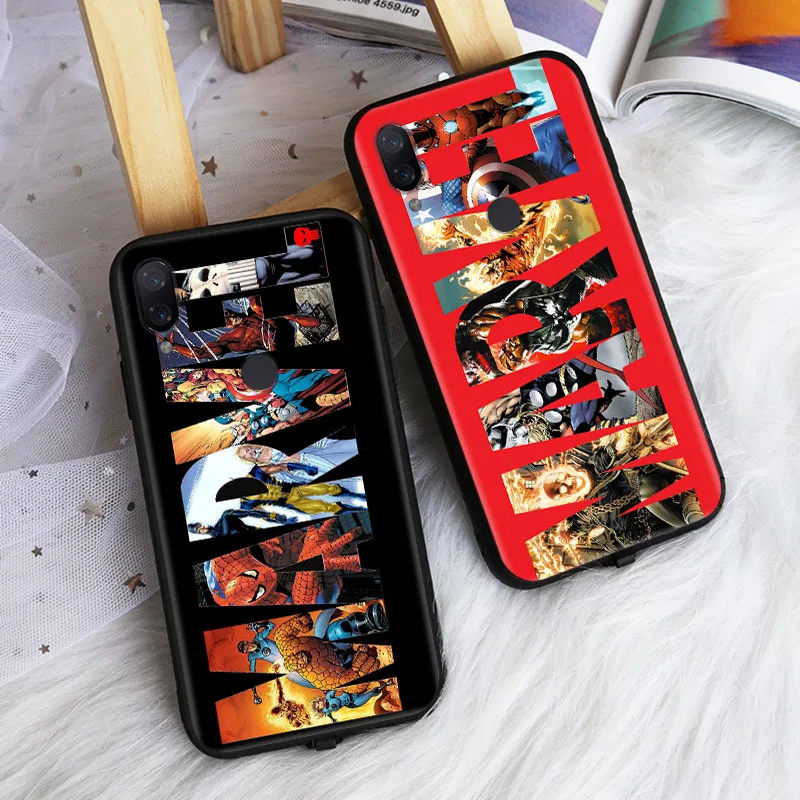 Роскошная Черная мягкая фотовспышка Marvel для OPPO A1 A1K A3S A5 A5S A7 A9 A83 A85 F7 F9 Pro