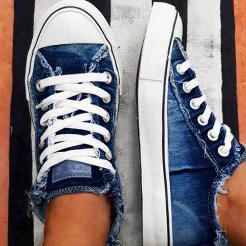 Women Fashion Canvas Sneakers All Seasons Breathable Woman Girl Ladies Walking Shoes Flat Lace-Up Zapatillas Mujer Femme Summer