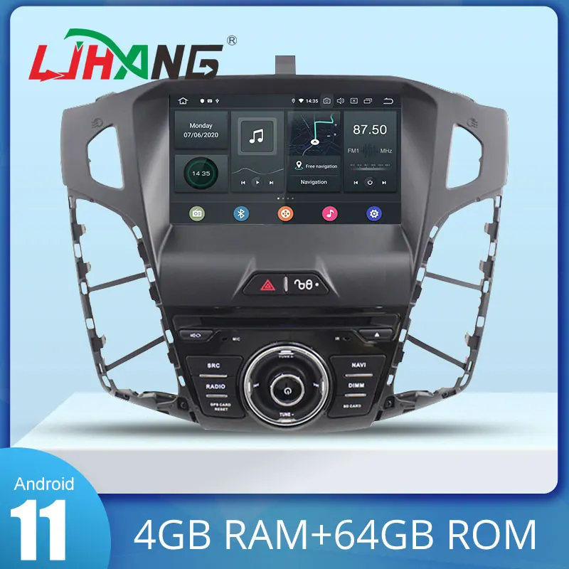 LJHANG Android 12 Автомобильный DVD-плеер для FORD FOCUS 2012 2013 2014 2015 2016 GPS 1 Din автомобильный