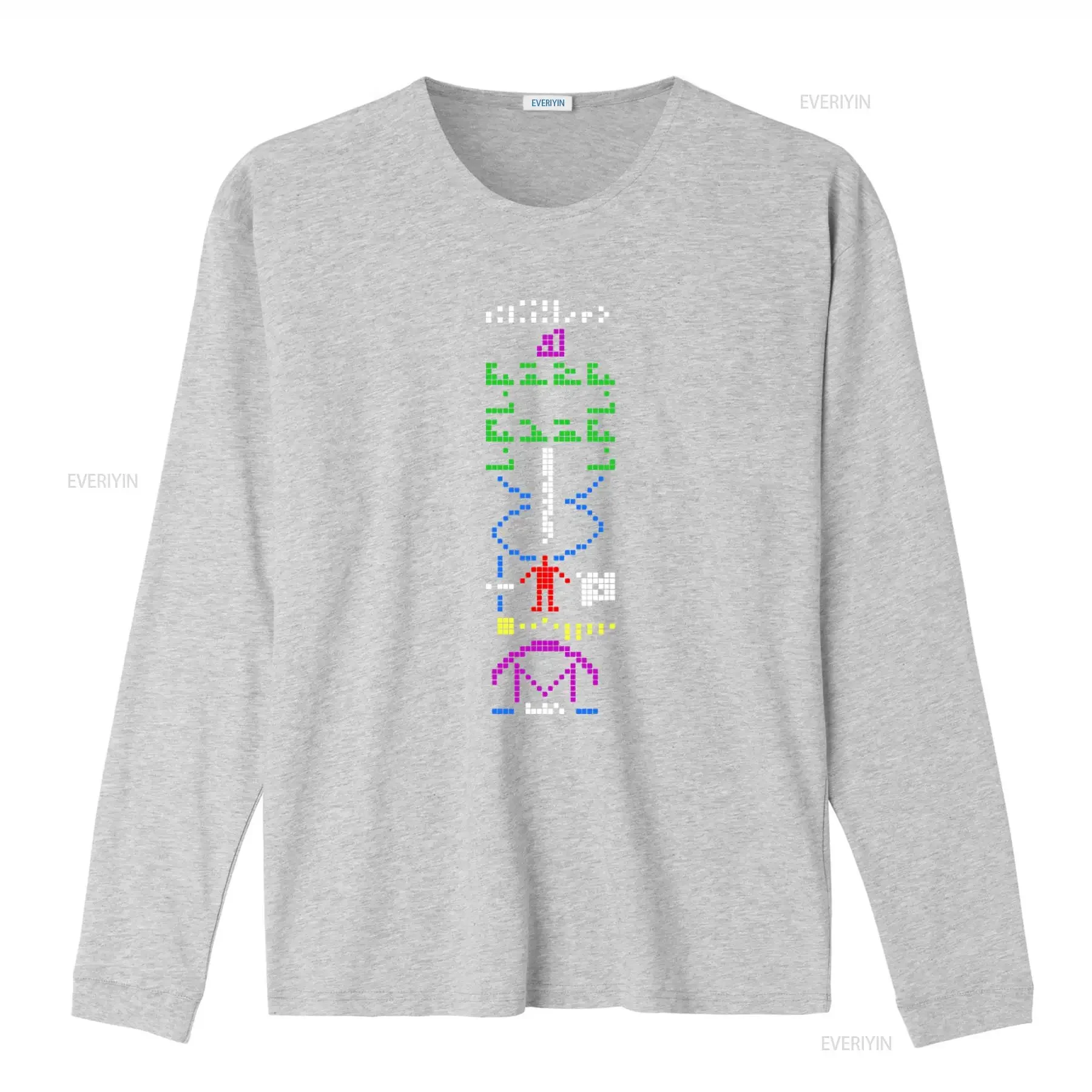 Фото Футболка Arecibo Message Interstellaire Espace Geek Homme Coupe Standard, мужская, с галактическим принтом, винтажная, в стиле стритвир №4
