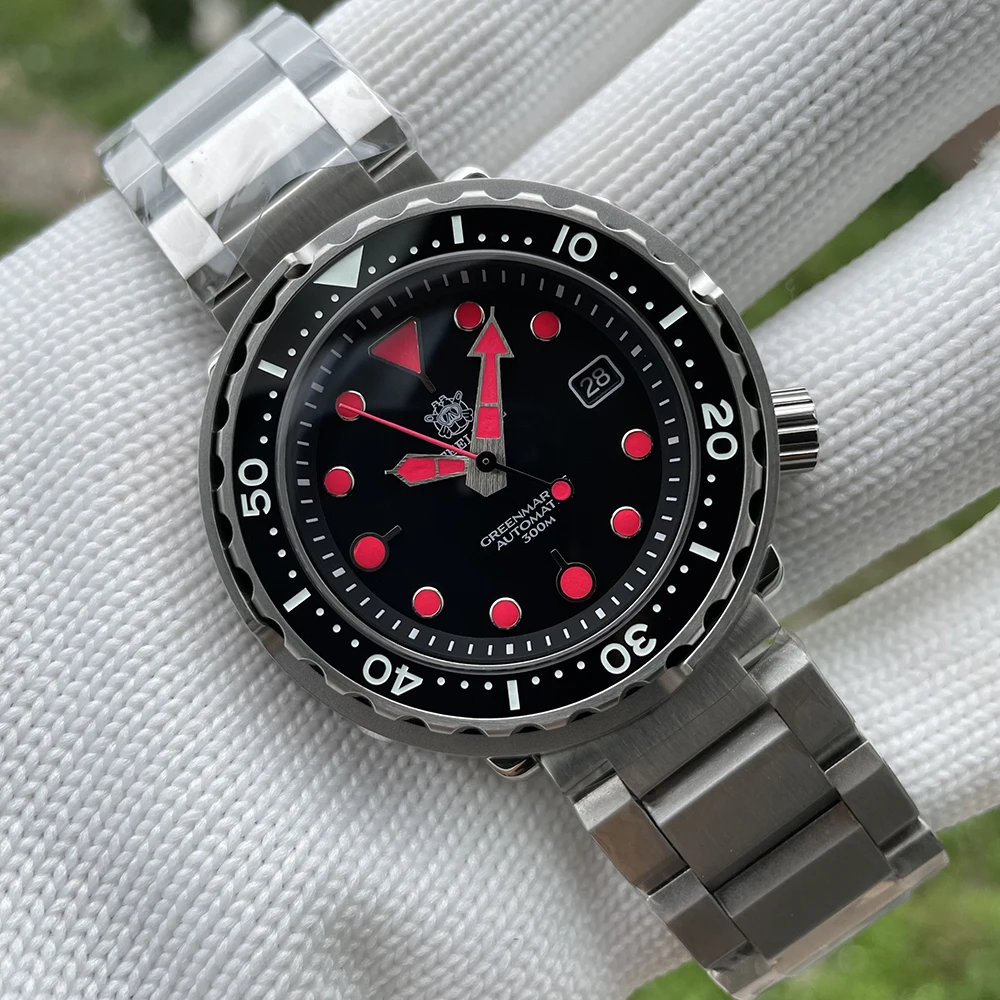 Дешево Стальные водонепроницаемые мужские часы для дайвинга SD1975T, черный циферблат, керамическая рамка, 30 атм, 300 м, 47,5 мм, стальной чехол NH35, автомат...