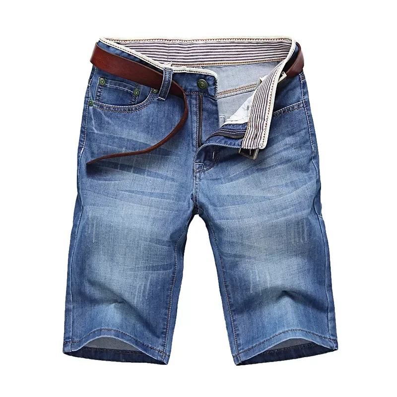 Summer Thin Shorts Jeans Good Quality Men Cotton Straight Jeans Shorts Male Blue Casual Jeans Size 40 Blue Denim Shorts
