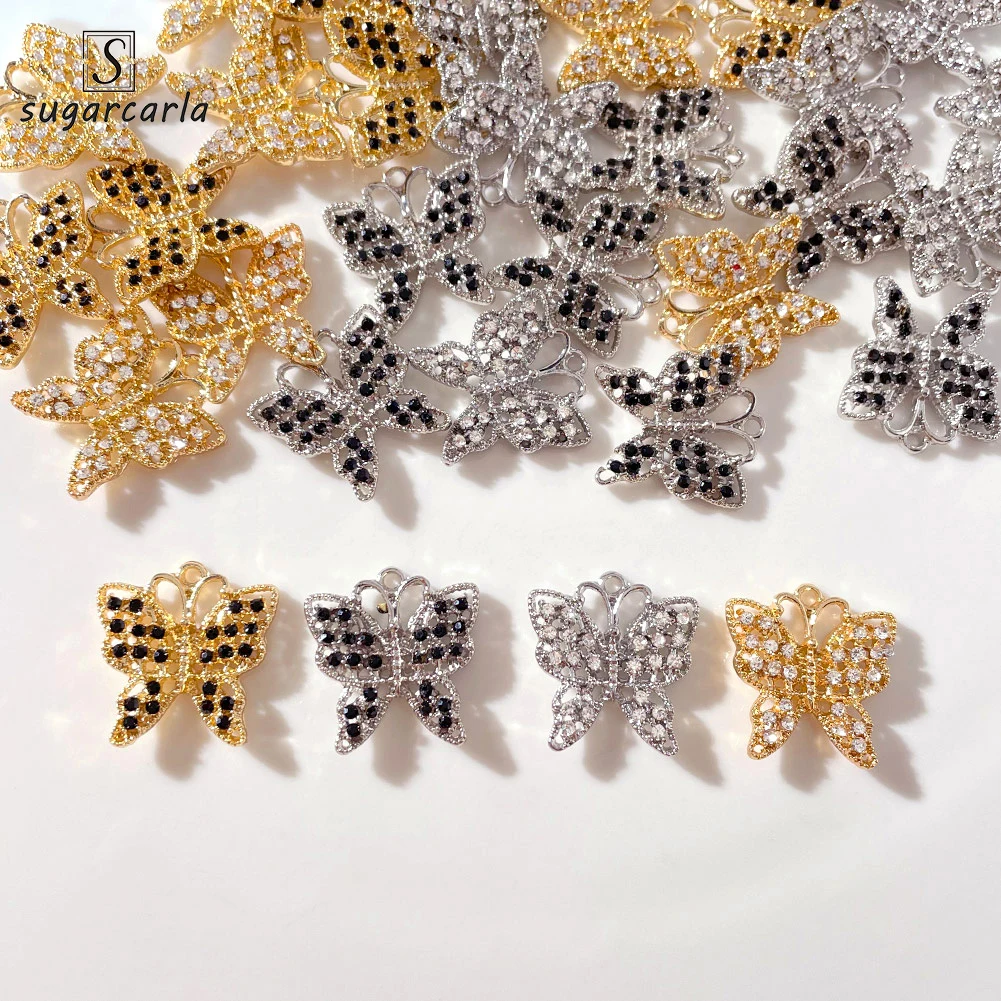 

10Pcs 22*20mm Hollow Crystal Butterfly Animal Charms Pendant For DIY Necklace Earring Alloy Butterfly Jewelry Making Accessories