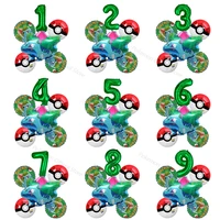 pokemon bulbasaur green theme balloon party decoration supplies for kids baby birthday number aluminum foil balloons kids gifts