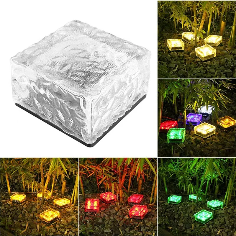 

Outdoor Solar Light Waterproof Garden Landscape Decoration Ice Brick Light Glass Floor Tile Square Buried Light Garden Light.