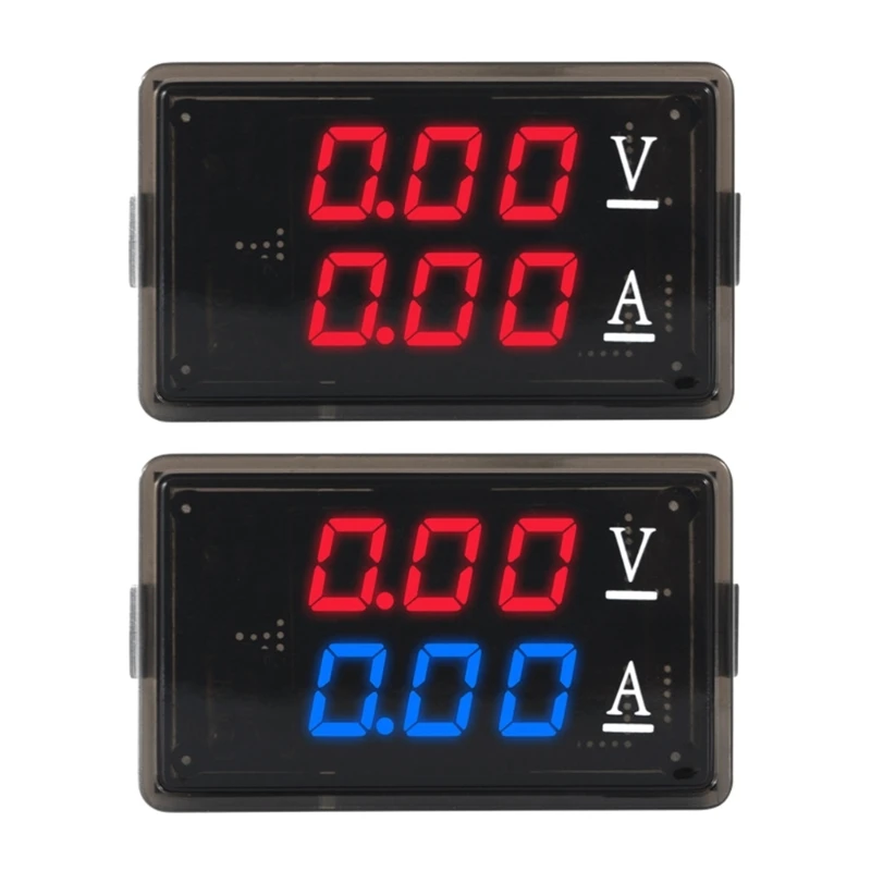 

DC 0-100V 10A Digital Voltmeter Ammeter Dual Display Voltage Detector Current Meter Panel Amp Volt Gauge 0.28" Red Blue LED