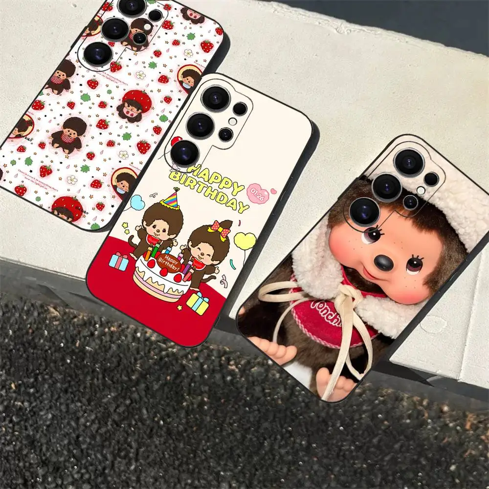 Фото Популярный модный чехол для телефона с логотипом M-Monchhichi для Samsung S 24 Fe 25 Ultra Plus 20 Lite 21 30 22 23 24 22 Ultra 5G Fundas №1