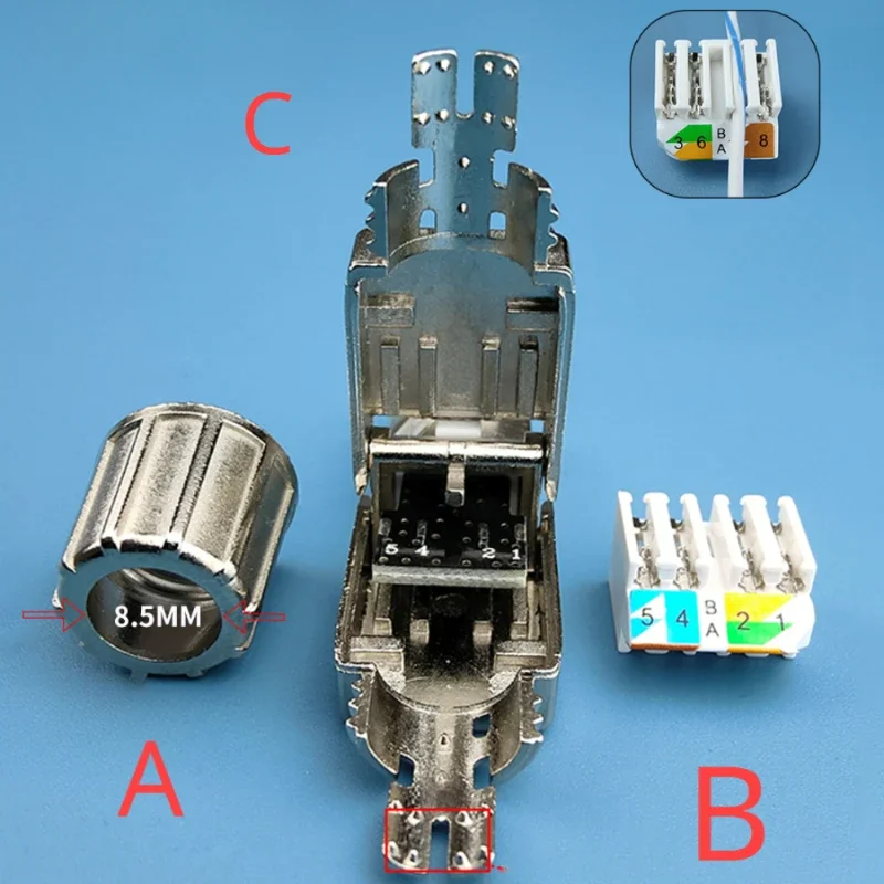 Фото Разъем Super CAT 6 Cat 7 CAT RJ45 50U без обжима, кристаллическая головка FTP 8P8C, обжимной разъем сетевого кабеля без перфорации №3