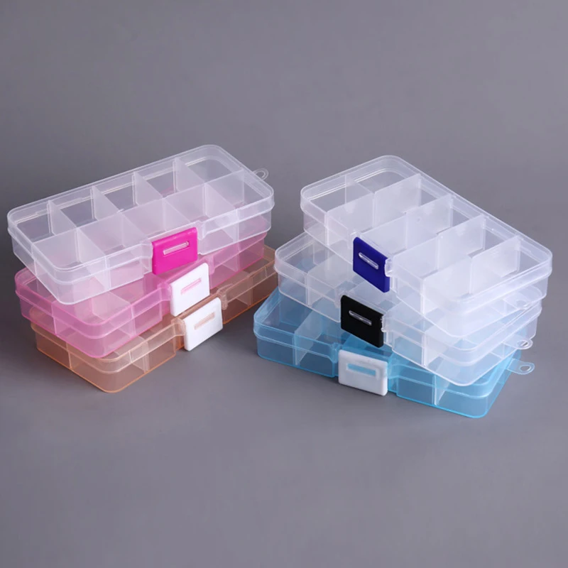 

Plastic DIY Best Organizer Storage Beads Box 10 Slot Plastic Jewelry Adjustable Tool Multi-lattice Bins Jewelry Storage Boxes