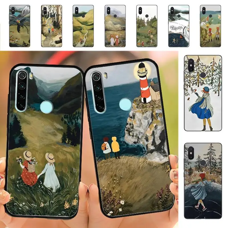 

Cartoon Scenery Girl Phone Case for Redmi Note 8 7 9 4 6 pro max T X 5A 3 10 lite pro