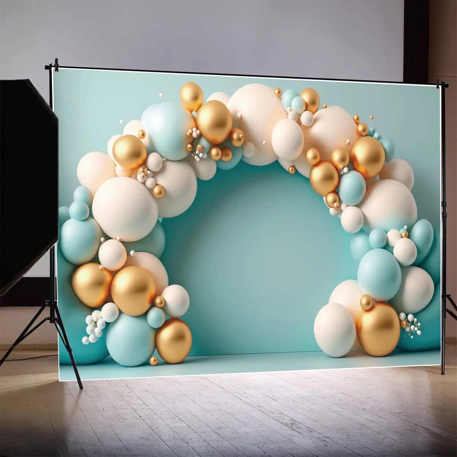 

Children Party Balloons Photography Backdrops Decor Golden Arch Custom Children Photobooth Photo Background Photoshoot Props