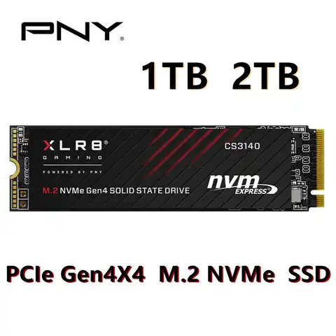PNY оригинальный SSD XLR8 CS3140 1 ТБ 2 ТБ M.2 NVMe Gen4 x4 для настольного ноутбука, Внутренний твердотельный накопитель
