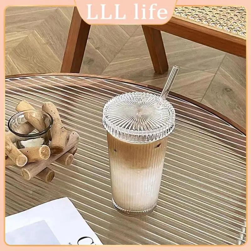 

375ml High Color Value Milk Coffee Cup Juice Beer Milk Mocha Ice Coffee Cup Ribbed Tea Coffee Cup Vertical Stripe Water Cup