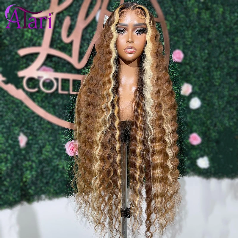 13x4 Lace Front Wig Highlight Brown with Blonde Loose Deep Wave Wig Transparent Human Hair Wigs 5x5 Lace Closure Wig Pre Plucked