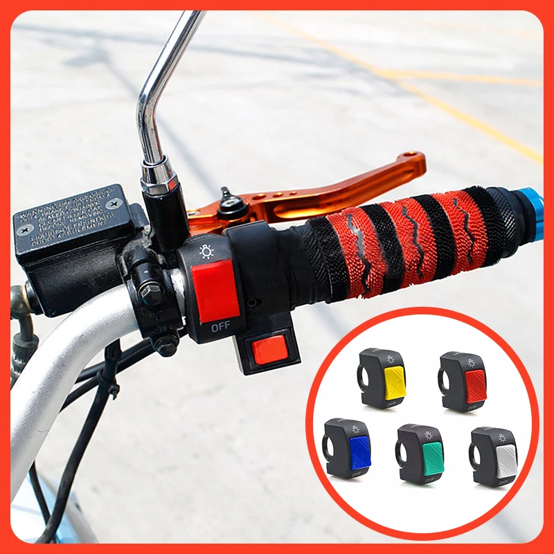 

New Motorcycle ON/OFF Switch Push Button 12V 5Colors Handlebar Switch for ATV Electronic Bike Scooter Motorbike Bullet Connector