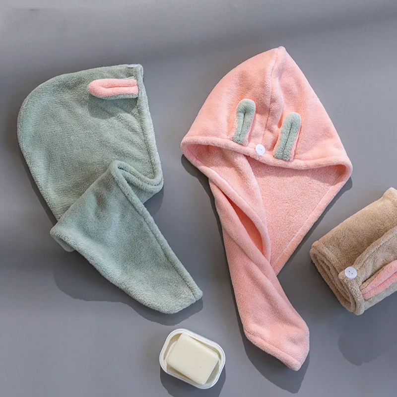 

Gorro de secagem de cabelo de veludo coral engrossado absorvente toalha de lavagem de turbante de secagem rápida toalha
