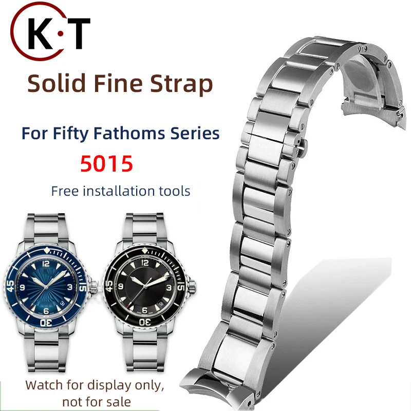 Изогнутый твердый металлический ремешок для Blancpain пятьдесят Fathoms браслет серии