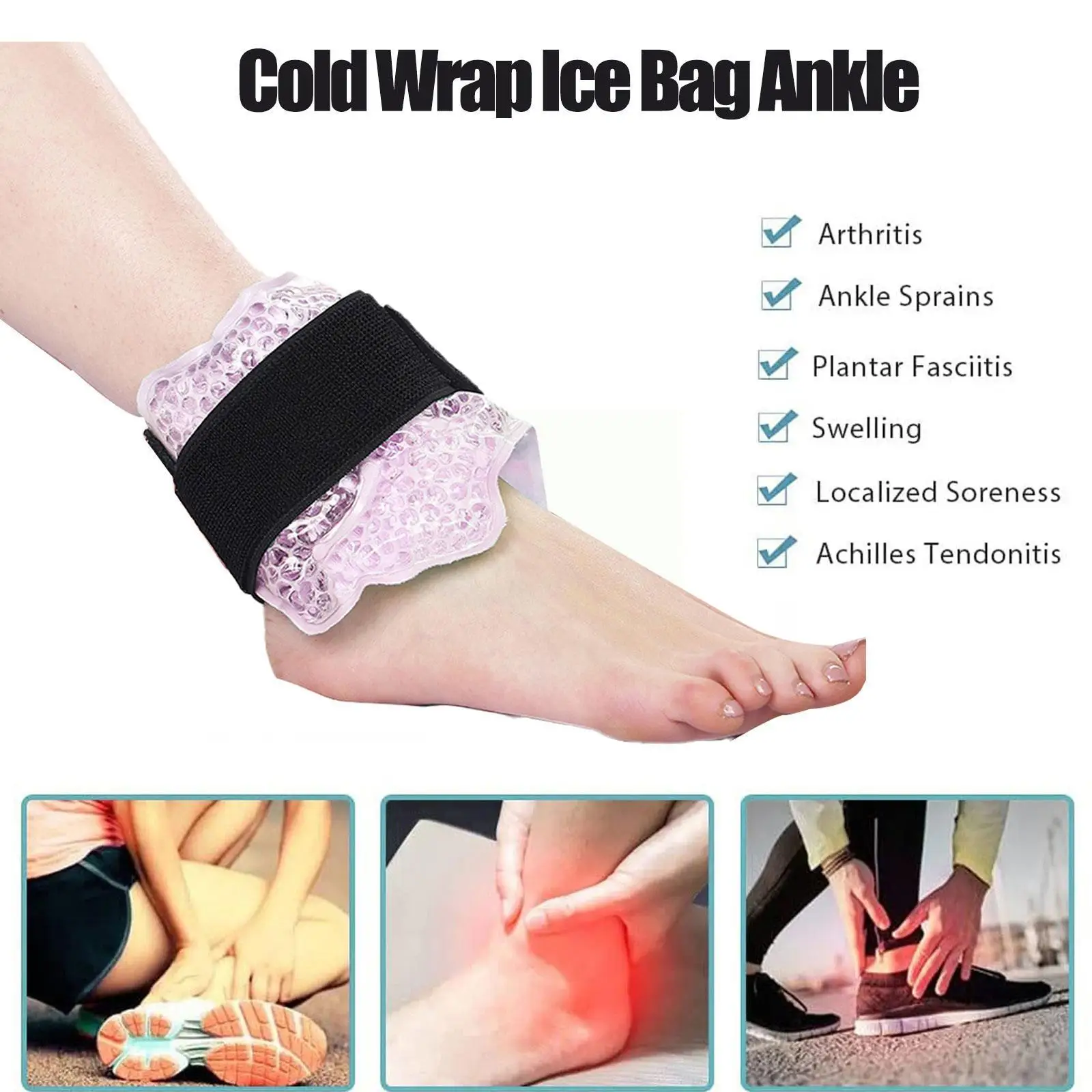 

Foot Cold Wrap Ice Bag Ankle Ice Pack Wrap Hot Cold Ice Gel Pack With Adjustable Brace Ice Pack For Knee Pain Relief Reusab E2J9