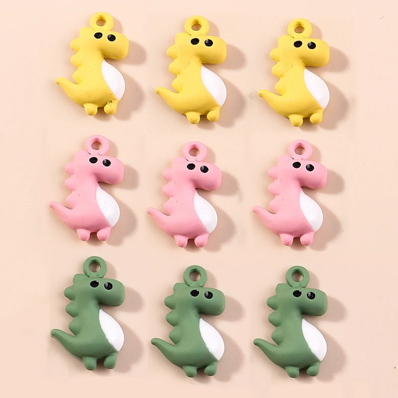 

10pcs Lovely Candy Color Painting Dinosaur Charms Animals Pendants for DIY Jewelry Making Bracelets Necklaces Earrings Charms