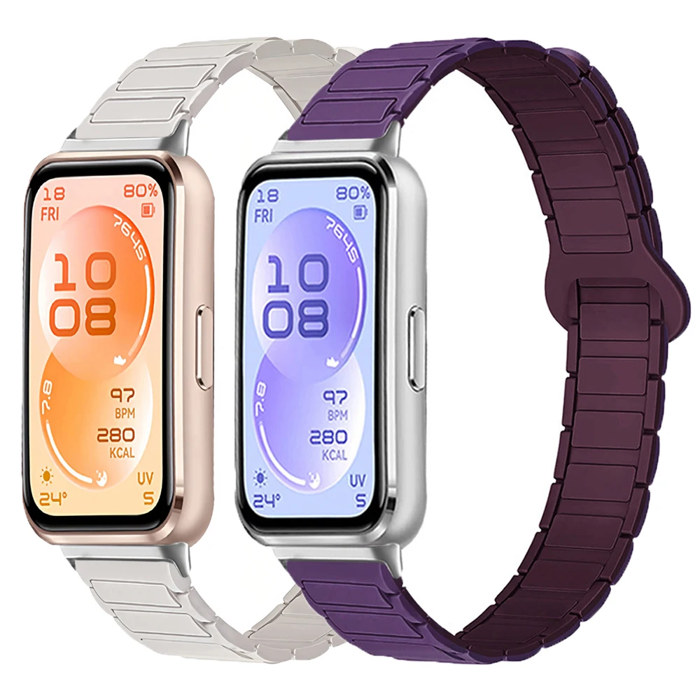 Фото Магнитный ремешок для Huawei Band 11 Pro, силиконовый браслет для Huawei Band 11/10/9/8, ремешок для часов Huawei Band 11 Pro №1