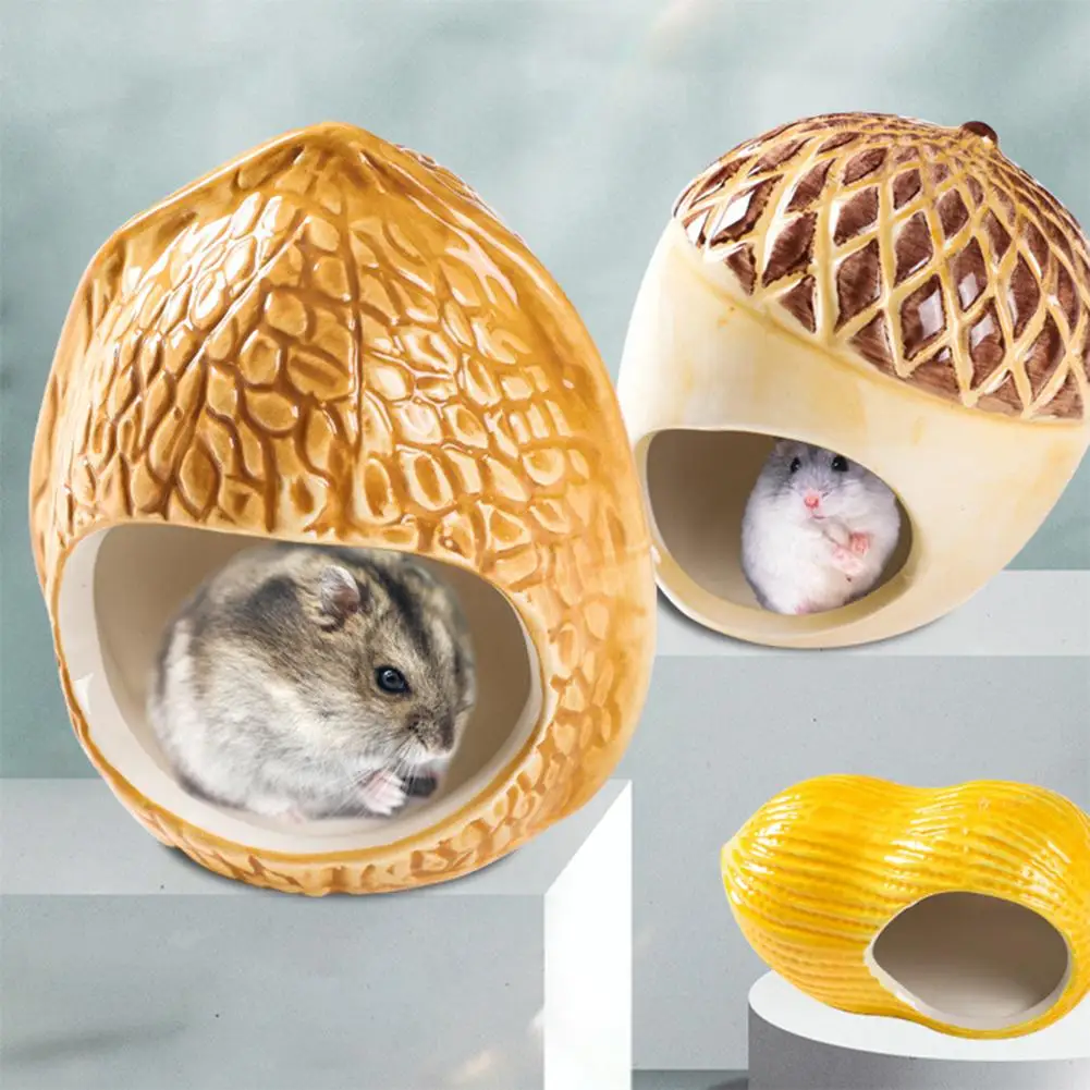 

Cute Hamster Ceramics Nest Guinea Pig Hamster House Pet Bed for Summer Small Pet Cooling Shed House for Rats Guniea Hamster Cage