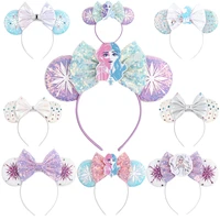 2022 disney mouse ears headband kids frozen elsa themed snowflake bow decorative head buckle character girls hair accessories