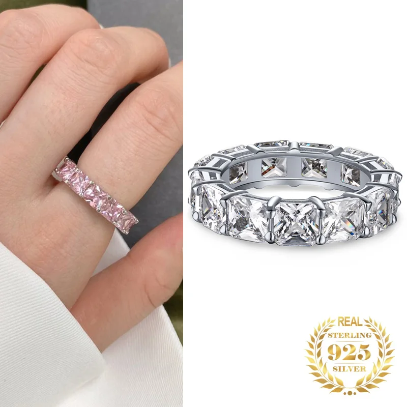 

Luxury White Gold Plated Square Shape Inlay Full Zircon Ring for Women Wedding Engagement Ring Sterling Silver 925 Fine Jewelry