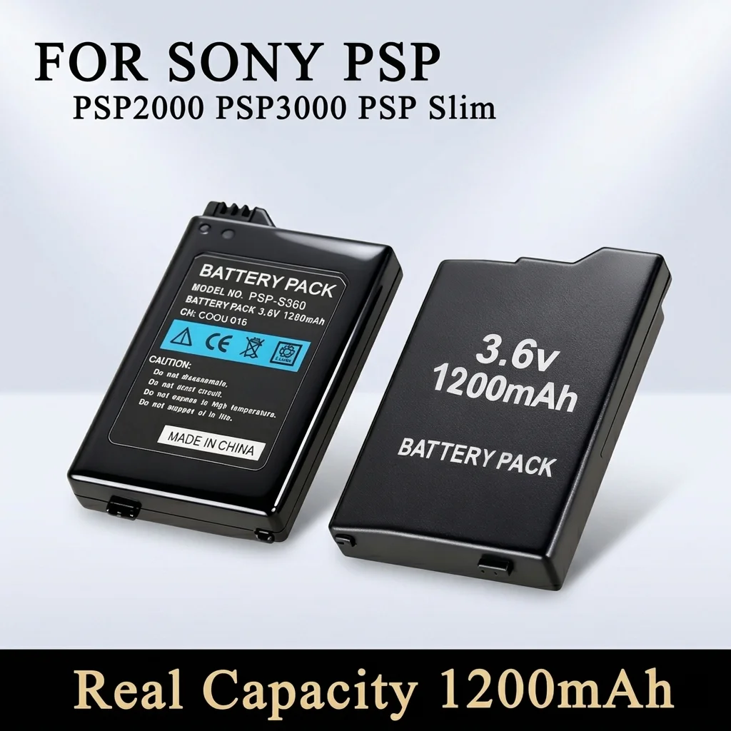 Фото Аккумулятор PURFIELD 1200 мАч 3.6В SLIM литий-ионный для игровой консоли Sony PSP 2000/3000 PSP-S110, сменный аккумуляторный блок №1
