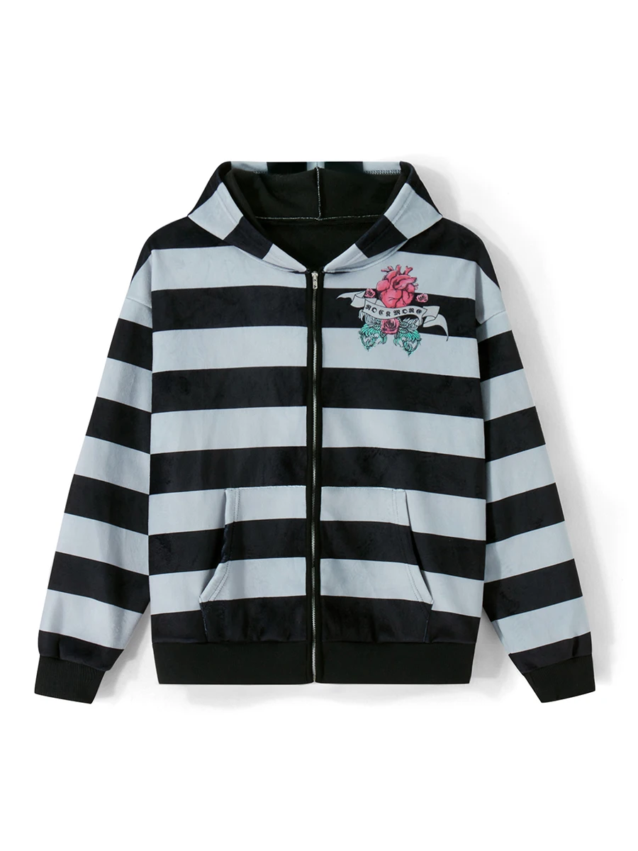 

Women Y2k Hoodie Vintage Print Zip up Oversized Sweatshirt Gothic Aesthetic Punk Print Hippie Hooded Top