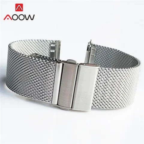 Ремешок для часов AOOW Миланская сетка из нержавеющей стали серебристый 16/18/20/22 мм