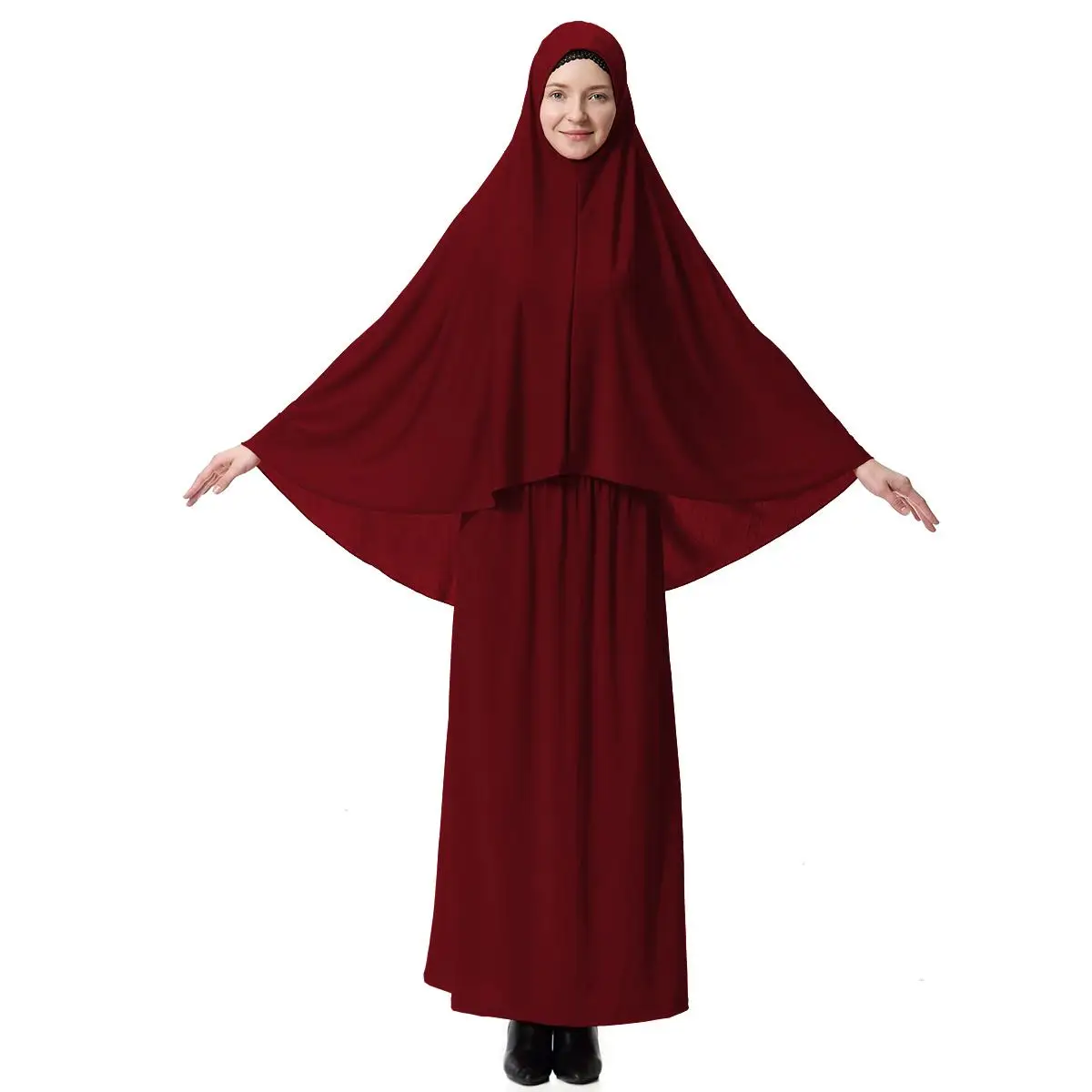 

Muslim Burqa Abaya Women Hijab Prayer Garment Ramadan Dress Islamic Jilbab Burka Niqab Long Khimar Kaftan Robe Arab 2 Piece Set