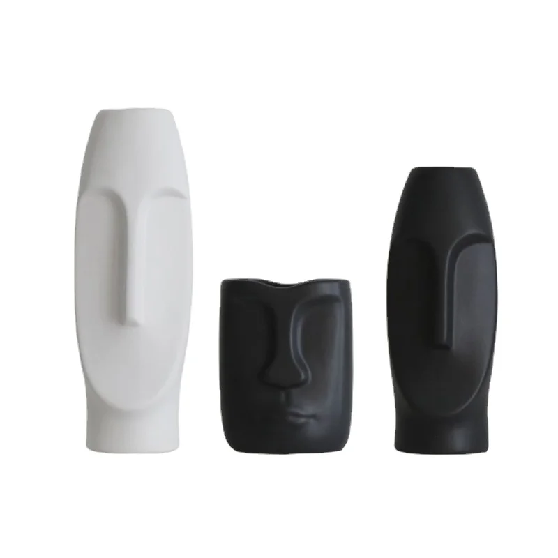 

Креативная простая черно-белая керамическая ваза для гостиной, сухая Цветочная композиция, художественные декоративные украшения для лица