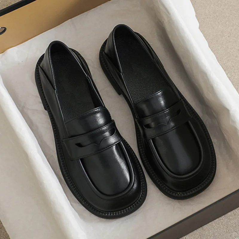 

Лоферы женские кожаные с круглым носком, Мягкие Туфли Мэри Джейн, школьная обувь для девочек, лоферы Jk Lolita, для колледжа, плоская подошва