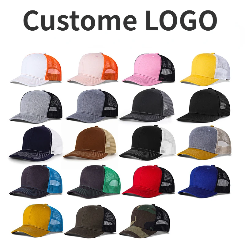 

Customized Logo Hardtop Baseball Cap Men Color Matching Sunshade Hat Women Breathable Mesh Gorras Outdoor Snapback Trucker Hats