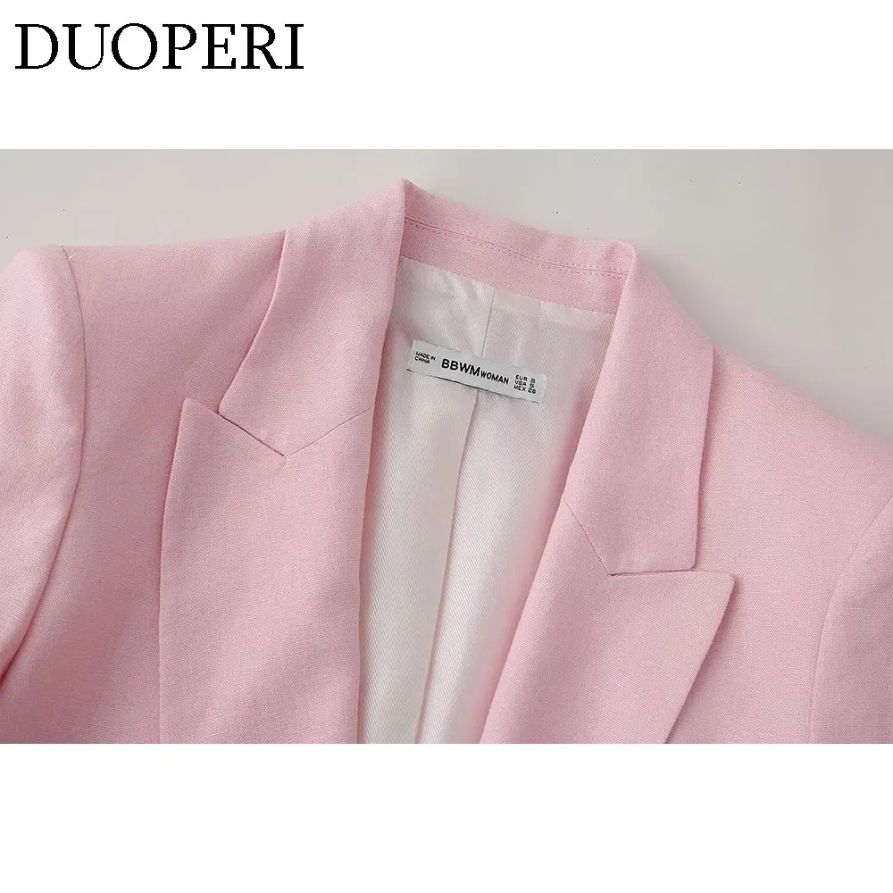 Розово-розовый женский пиджак с английским воротником и длинными рукавами от