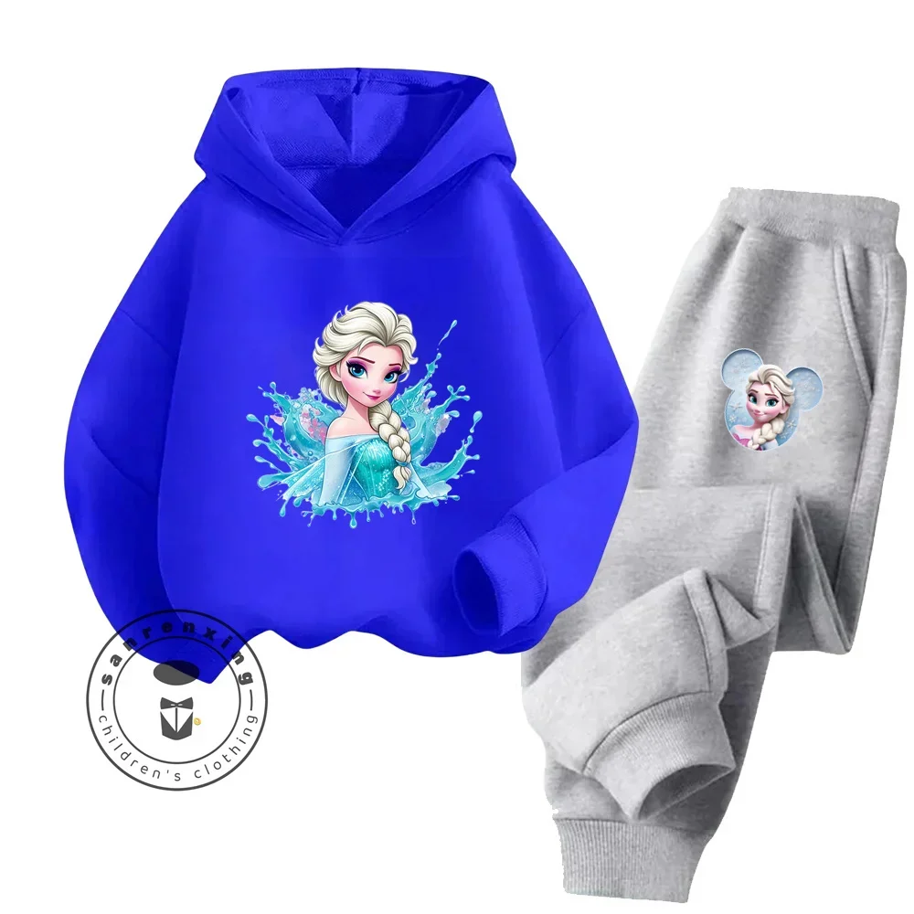 Модный детский спортивный костюм с длинным рукавом и принтом Холодное сердце