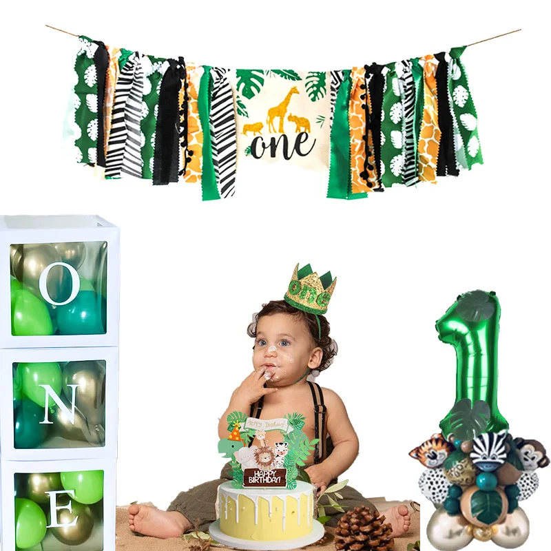 

Baby Wild One 1st Birthday Party Banner Jungle Party Forest Decoration Kids First Birthday Balloons Animal Safari Party Supplies