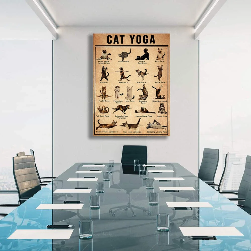 Плакат для йоги Айенгар Йога Аснас художественные принты с изображением кота