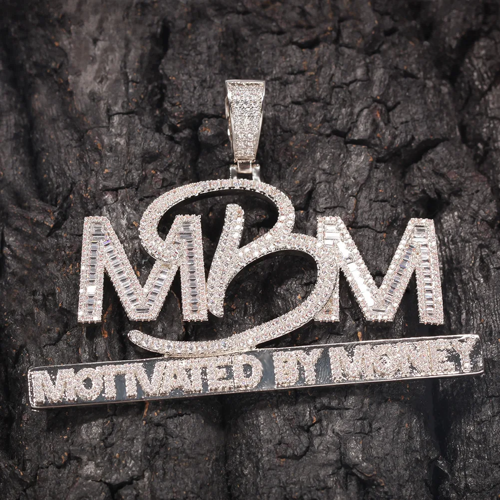 Hip Hop AAA Zircon Iced Out Letters MBM Pendant Bling Bling GFM Money Tennis Chain Men Jewelry Birthday's Gifts