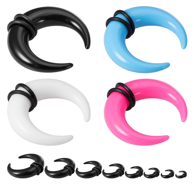 

2pc Acrylic Buffalo Horn Ear Taper Pincher Septum Ring Nose Piercing Gauge Stretcher Expander Tunnel Punk Body Jewelry 1.6-10mm