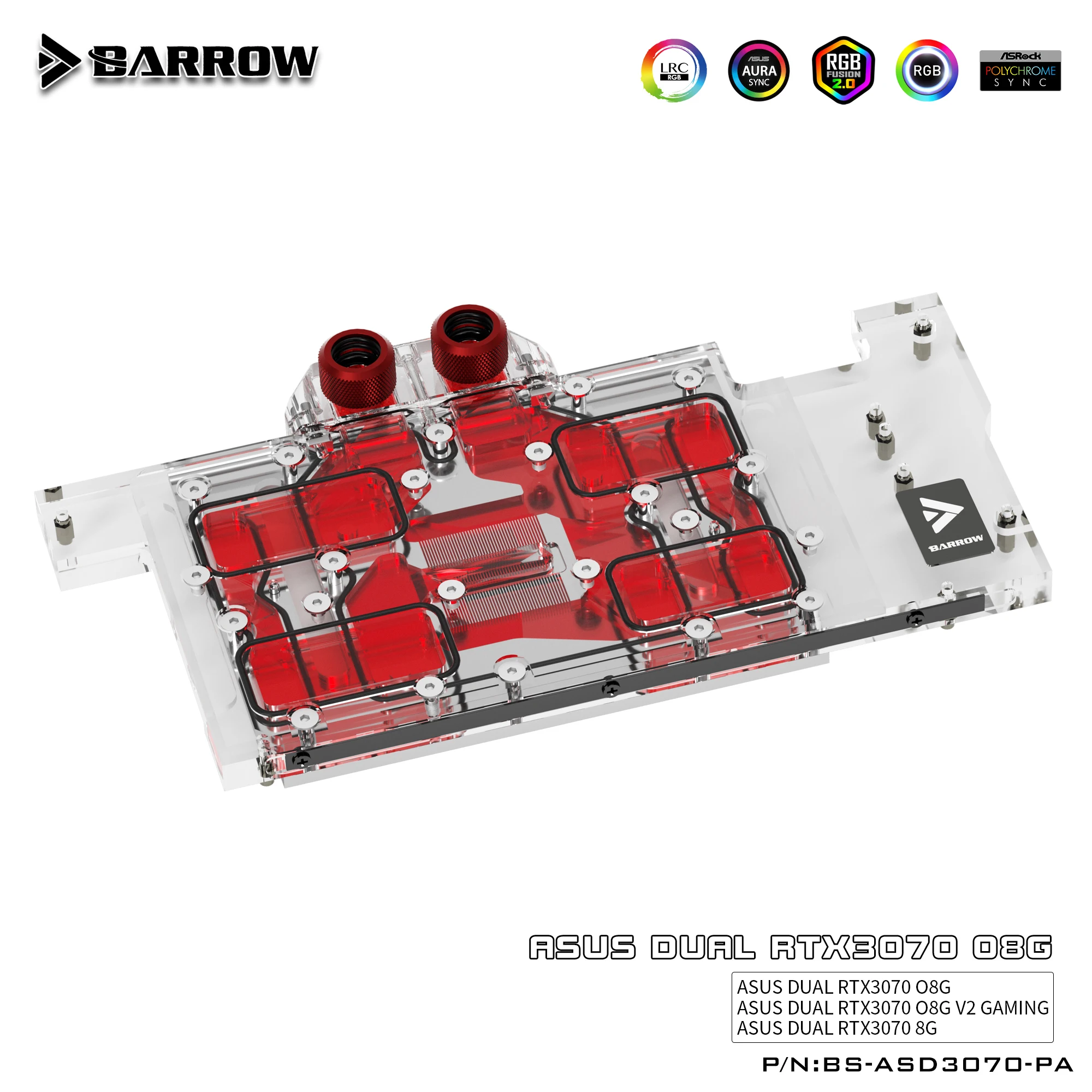 

Barrow GPU Water Cooling Block for ASUS DUAL RTX 3070 O8G Graphics Card,Copper Full Cover,5V 3PIN Light Effect,BS-ASD3070-PA