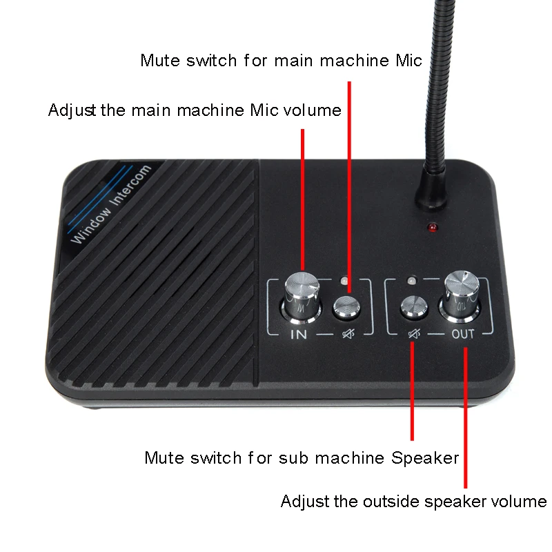 Window Speaker Intercom System Anti-Interference Dual Way Intercommunication Microphone and Speaker Interphone Mute Function enlarge