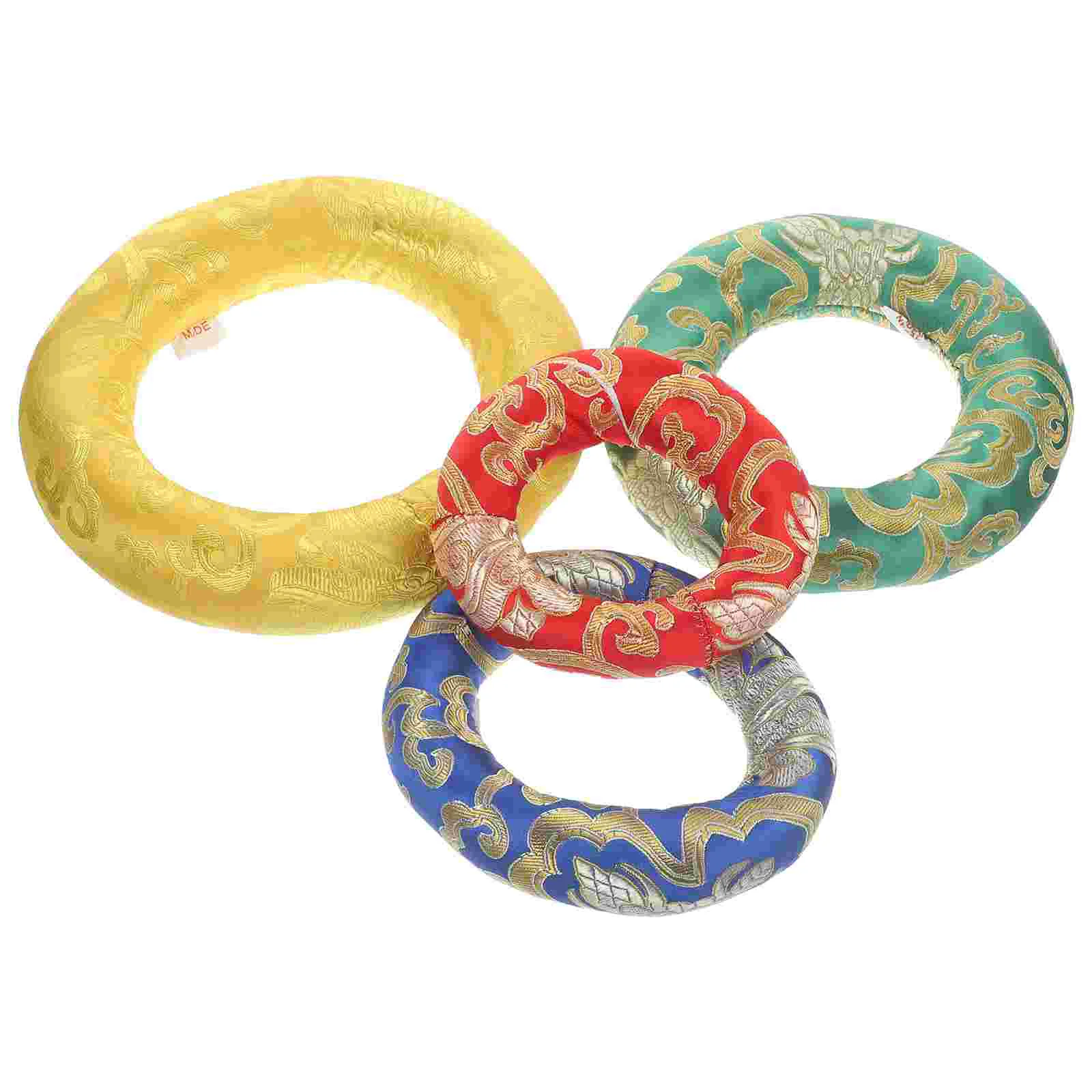 

4 Pcs Mat Instruments Cushion Singing Bowl Round Ring Component Decor Cotton Supply